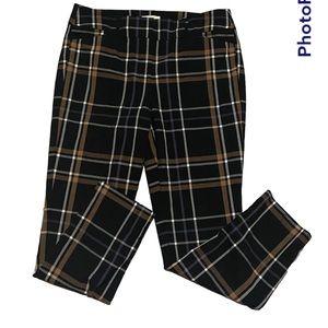 Women’s Striped loft skinny Yellow, black, white, and blue dress pants size 8